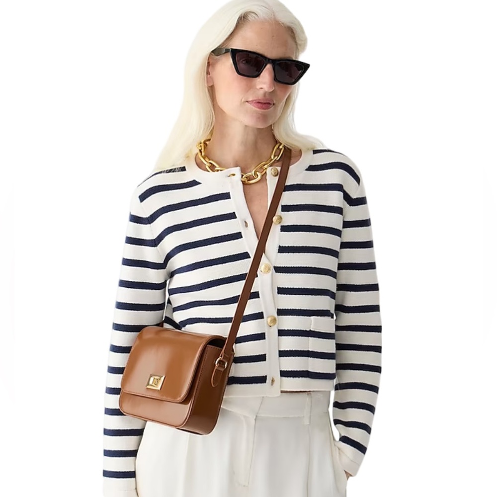 J. Crew Emilie Sweater Lady Jacket Navy/White Stripe Cardigan